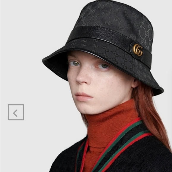 Gucci Accessories Gucci Signature Gg Logo Canvas Bucket Hat Style 576587 4hg62 2564 Black